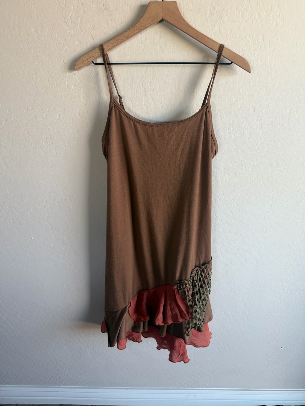 Pretty Angel Asymmetrical Ruffle Hem slip dress XL 90s Boho Y2K Fairy Festival